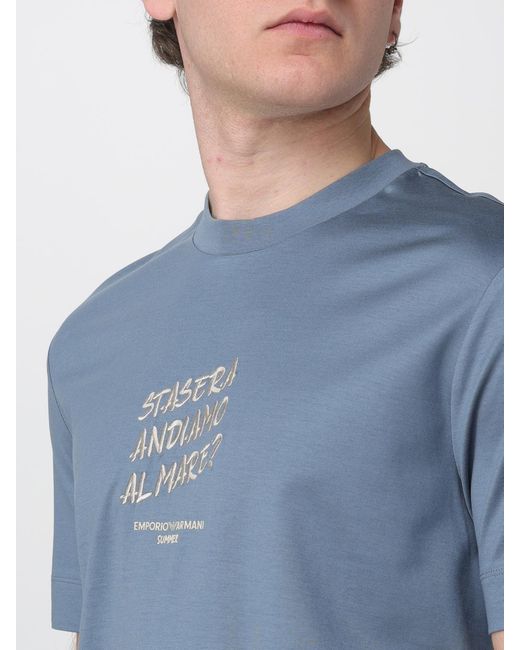 Emporio Armani Blue Slogan T-Shirt for men
