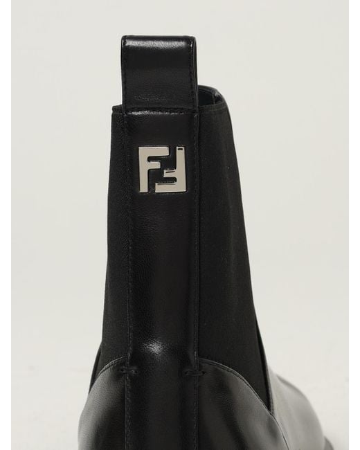 Fendi Black Leather Ankle Boots for men