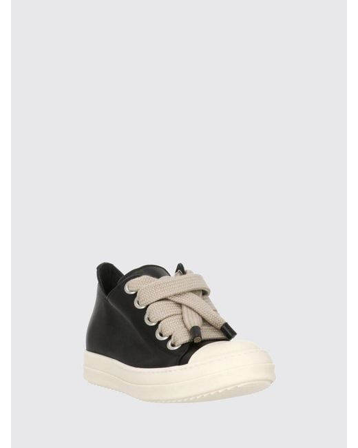 Rick Owens Black Low-Top Smooth Calfskin Trainers With Padded Ankle