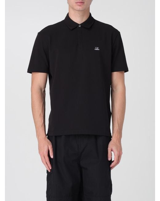 C P Company Black Basic Polo Shirt With Mini Logo for men