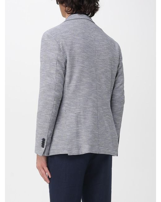 Manuel Ritz Gray Cotton And Linen Single Breasted Blazer for men