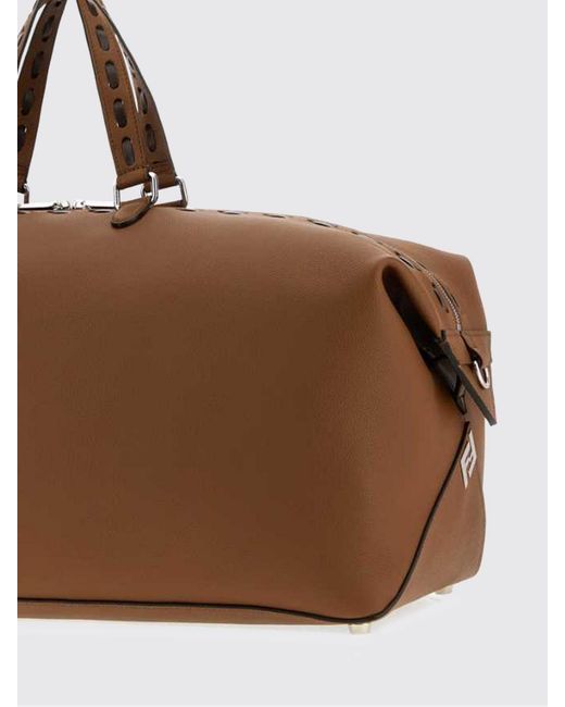 Fendi Brown Duffle Lui 55 Calfskin Bag With Contrast Stitching for men