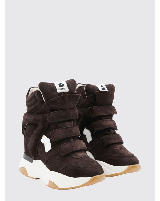 Isabel Marant Brown Balskee Suede High-Top Wedge Trainers