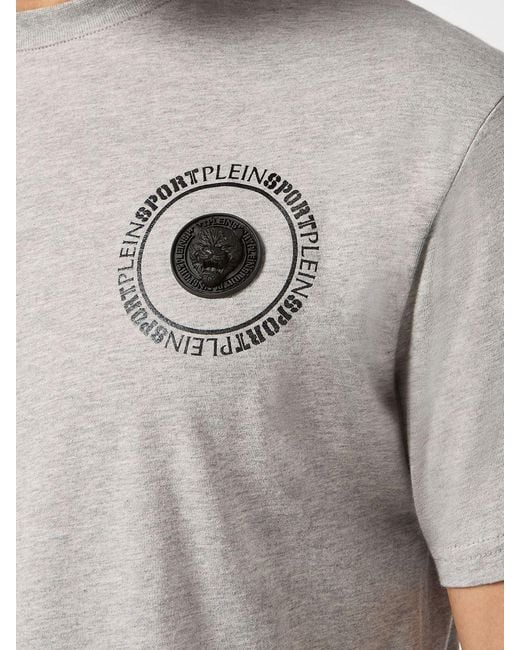Philipp Plein Gray Slim Fit Cotton T-Shirt With Contrast Logo On The Chest for men
