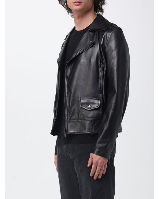 Salvatore Santoro Black Leather Biker Jacket for men