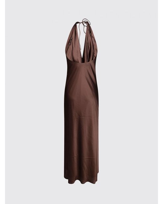 ROTATE BIRGER CHRISTENSEN Brown Satin Midi Dress