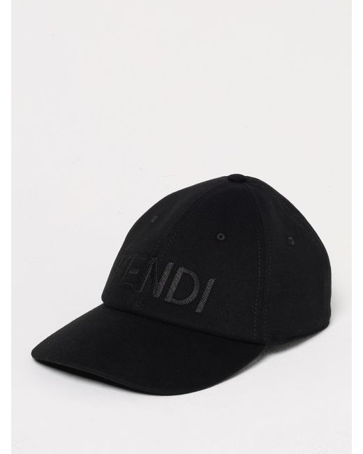 Fendi Black Embroidered Logo Baseball Cap for men