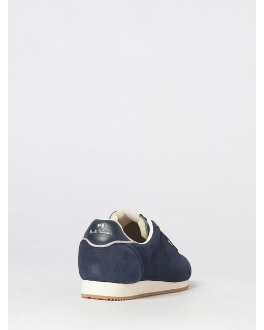 Paul Smith Blue Suede Leather Low Top Sneakers With Applied Logo for men