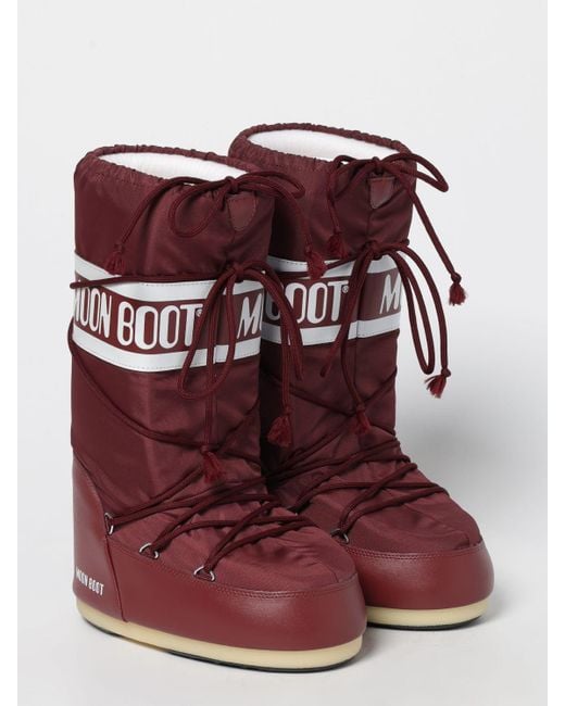 Moon Boot Red Flat Ankle Boot