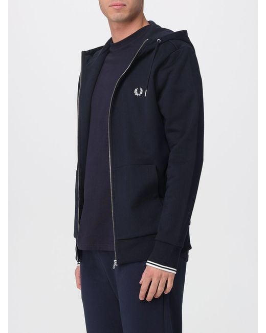 Fred Perry Blue Cotton Sweatshirt With Logo for men