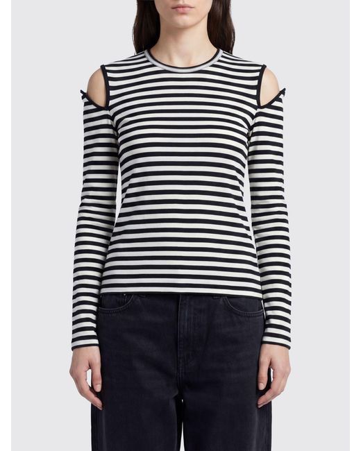 Junya Watanabe Blue Slim Fit Striped Cotton Long-Sleeved Top With Cut-Outs