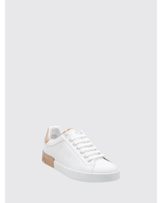 Dolce & Gabbana White Dolce &Amp Gabbana Portofino Bicolour Calfskin Sneakers With Logo for men