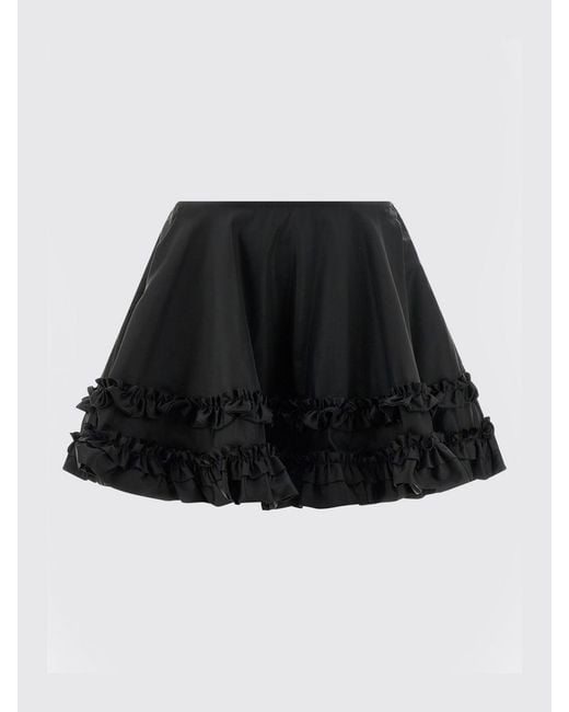 Ganni Black Crêpe Mini Skirt With Ruffles