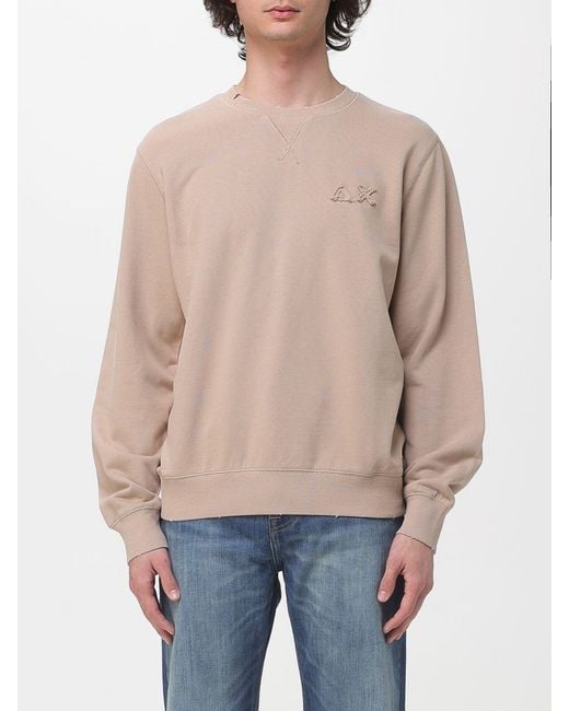 Sun 68 Blue Cotton Crewneck Sweatshirt With Logo for men