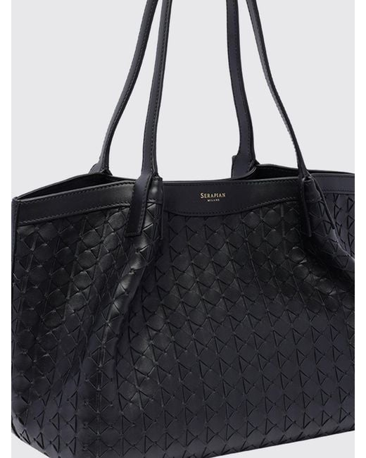 Serapian Black Secret Woven Leather Bag