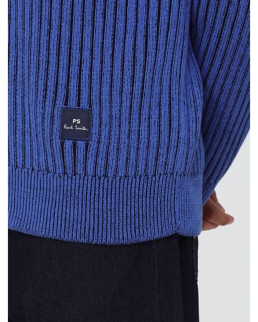 Paul Smith Blue Striped Cotton And Wool Blend Crewneck Jumper for men