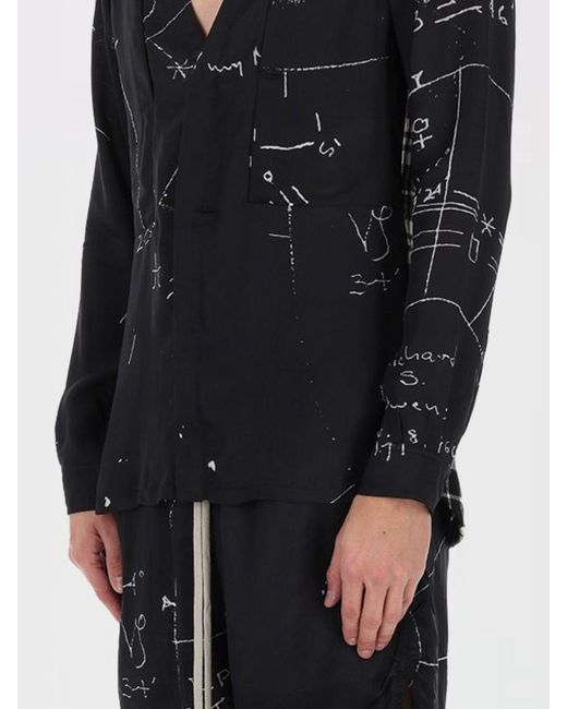 Rick Owens Black Printed Cotton Blend Shirt for men