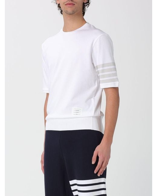 Thom Browne White 4-Bar Cotton T-Shirt for men