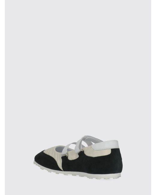 Marni White Nylon And Suede Ballerina