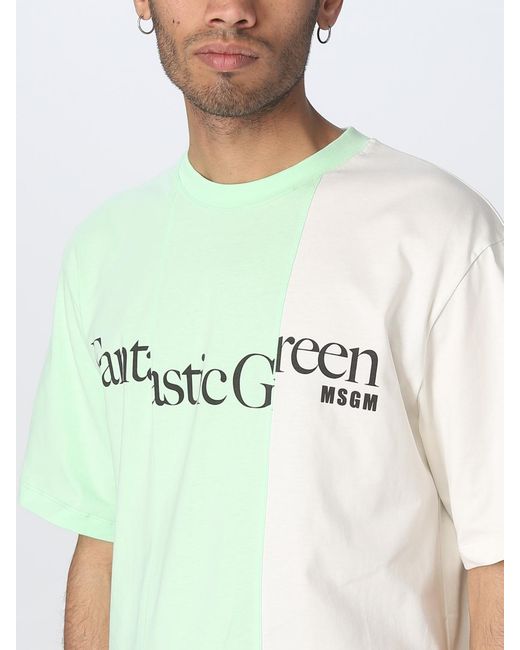MSGM Green T-shirt In Organic Cotton for men
