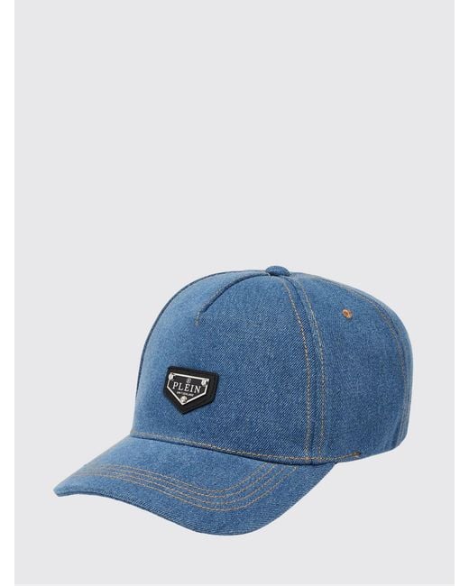 Philipp Plein Blue Logo-Appliqué Cotton Denim Baseball Cap With Rigid Visor for men