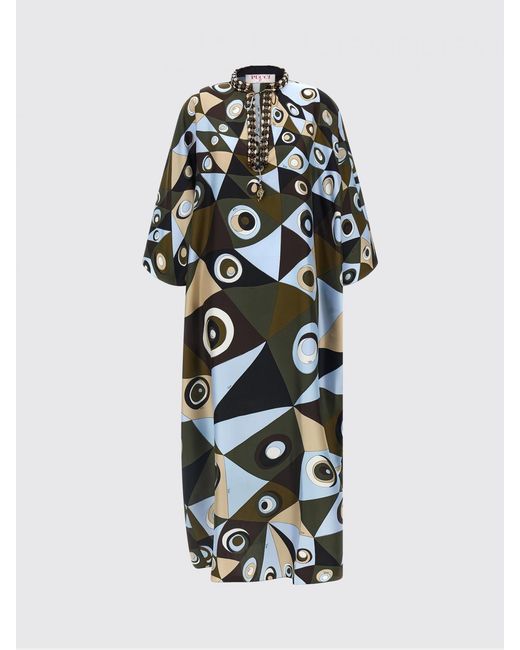 Emilio Pucci White Printed Silk Midi Dress