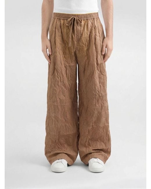 Dolce & Gabbana Brown Dolce &Amp Gabbana Pinstriped Cotton Blend Wide Leg Trousers for men