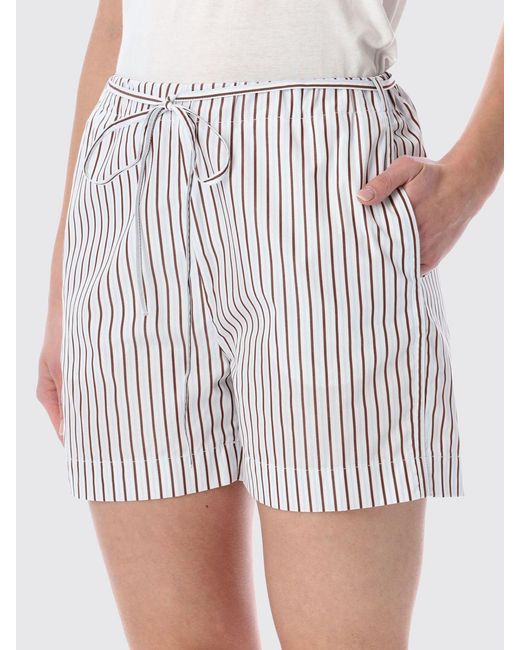Loulou de Saison Red Striped Cotton Shorts
