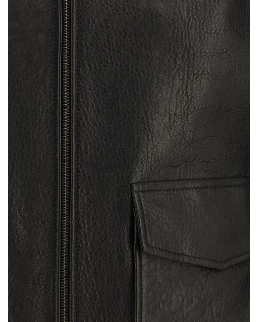 Saint Laurent Black Leather Bomber Jacket for men