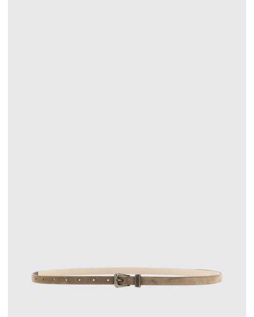Brunello Cucinelli White Calfskin Belt With Monile Detail