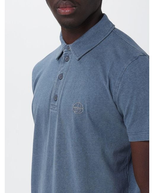 Murphy & Nye Blue Cotton Short-Sleeve Polo Shirt With Ribbed Collar for men