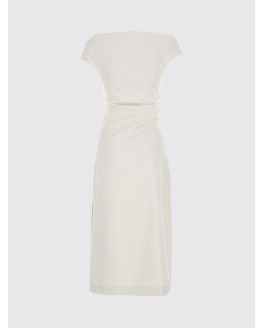 P.A.R.O.S.H. White Sheath Midi Dress P.A.R.O..H