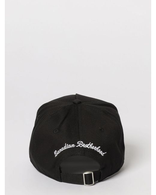 DSquared² Black Cotton Twill Hat With Distressed Edges for men