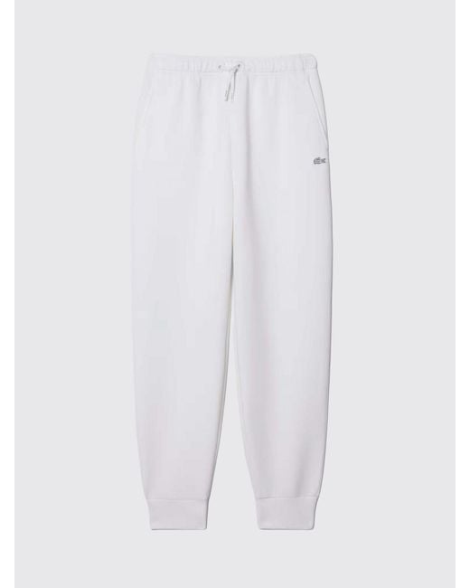 Lacoste White Cotton Blend Jogging Trousers