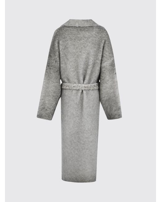 Avant Toi Gray Alpaca Wool Dressing Gown Coat With Hood And Waist Belt