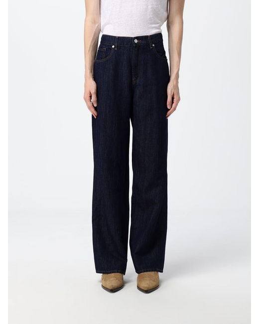 7 For All Mankind Blue Wide Leg Denim Trousers