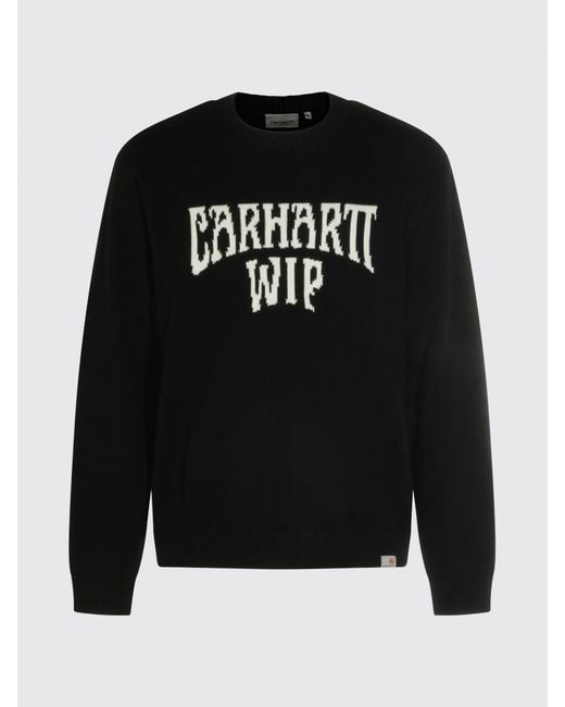 Carhartt Black All-Over Jacquard Logo Cotton Crewneck Jumper for men