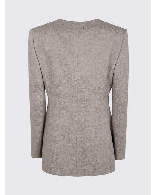 Giorgio Armani Gray Double-Breasted Linen Blazer