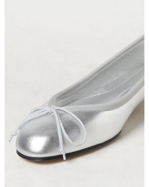 McQueen White Armadillo Leather Ballerina Flats