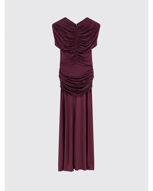 Self-Portrait Purple Draped V-Neck Jersey Maxi Dress