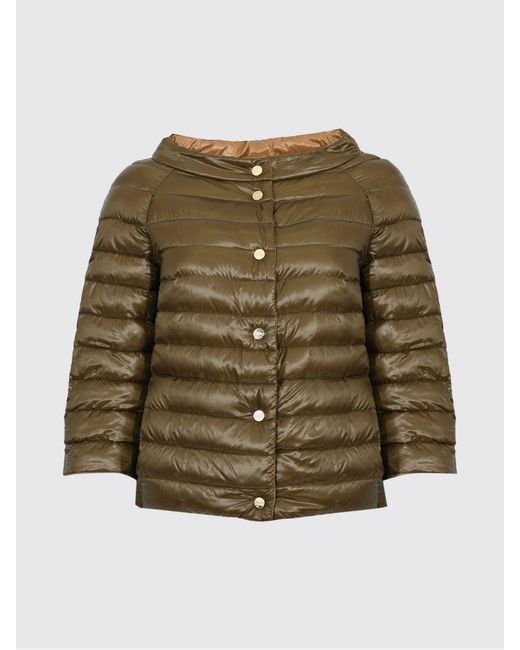 Herno Brown Reversible Round-Neck Cropped Down Jacket