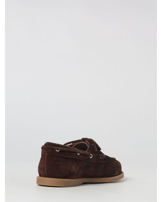 Etro Brown Paisley Print Suede Boat Loafers for men