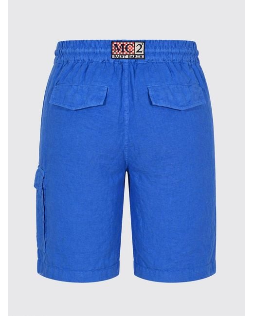 Mc2 Saint Barth Blue Cotton Cargo Shorts for men