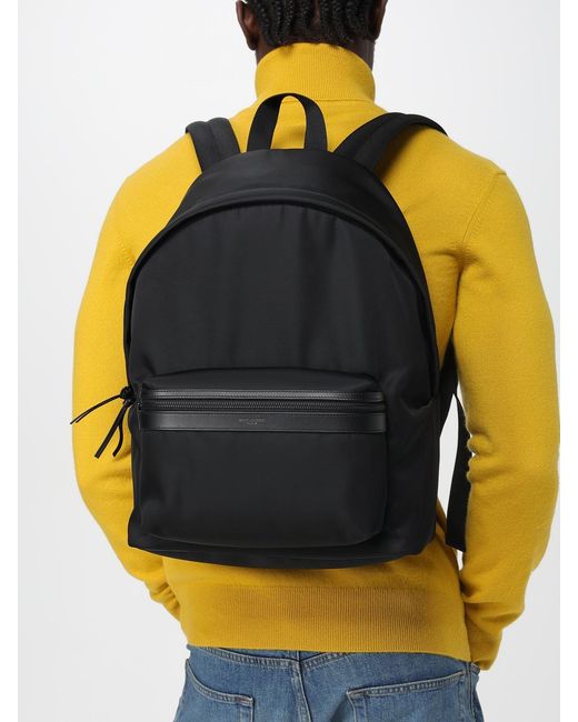 Saint Laurent Black Nylon And Leather Backpack for men