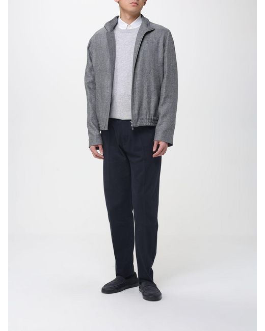 Brunello Cucinelli Gray Wool And Linen Blend Bomber Jacket for men