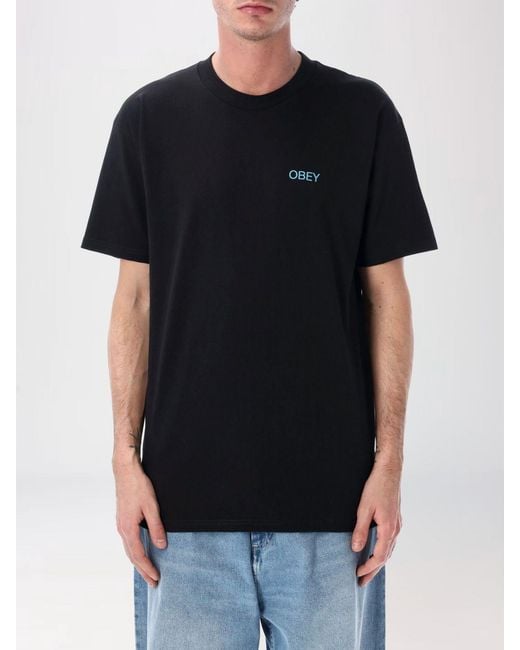 Obey Black Printed Cotton T-Shirt for men