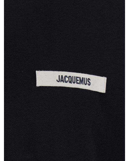 Jacquemus Blue Pure Cotton Crewneck Sweatshirt With Applied Contrast Logo for men