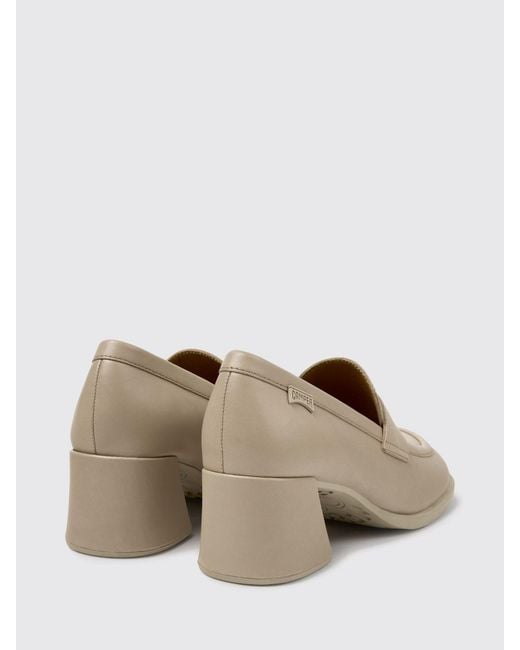Camper Natural Kora Smooth Leather Loafers With Strap And Medium Heel