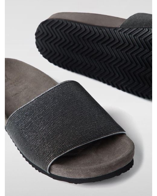 Brunello Cucinelli Black "Precious" Sandals