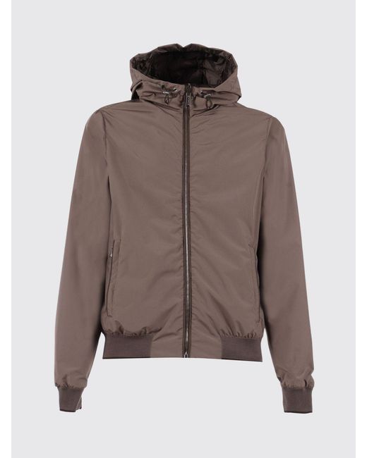 Moorer Brown Nylon Hooded Windbreaker for men
